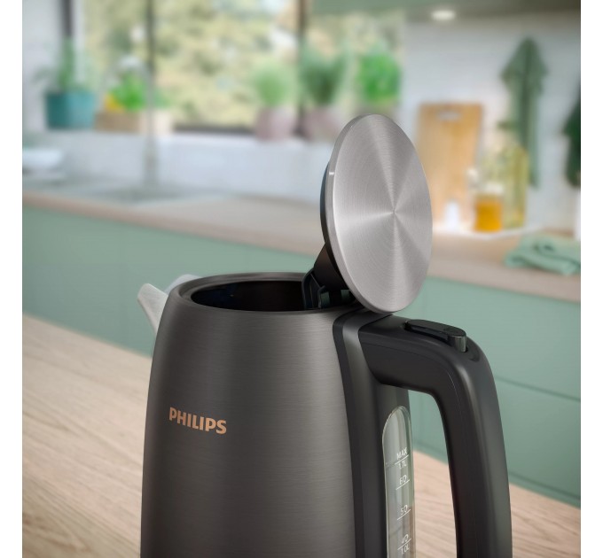 Електрочайник Philips Viva Collection 1.7л, Strix, метал, чорно-мідний