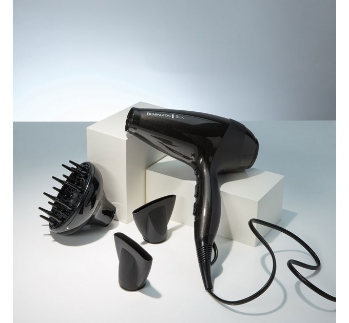Фен Remington Silk, 2400Вт, 3 режими, дифузор, іоніз-я, хол. обдув, коричневий