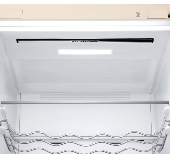 Холодильник LG с нижн. мороз., 203x60х68, холод.отд.-277л, мороз.отд.-110л, 2дв., E, NF, инв., диспл внешн., зона св-ти, бежевый