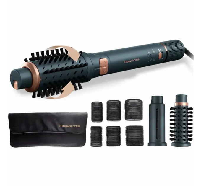 Фен-щетка Rowenta Air Rotate, 1300Вт, режимов-4, иониз-я, хол. обдув, функция фена, керамика, черный