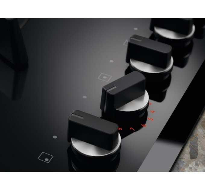 Варочная поверхность Electrolux газ на стекле, 60см, чугун, электр. управл., Hob2Hood, черный