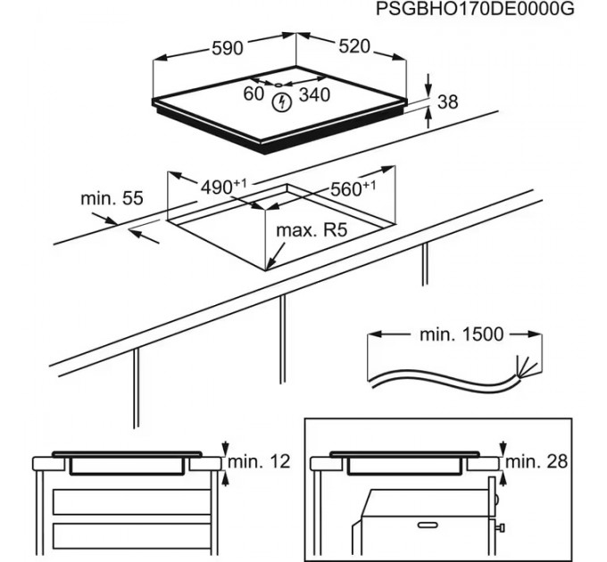 Варочная поверхность Electrolux электрическая стеклокерамическая, 60см, черный