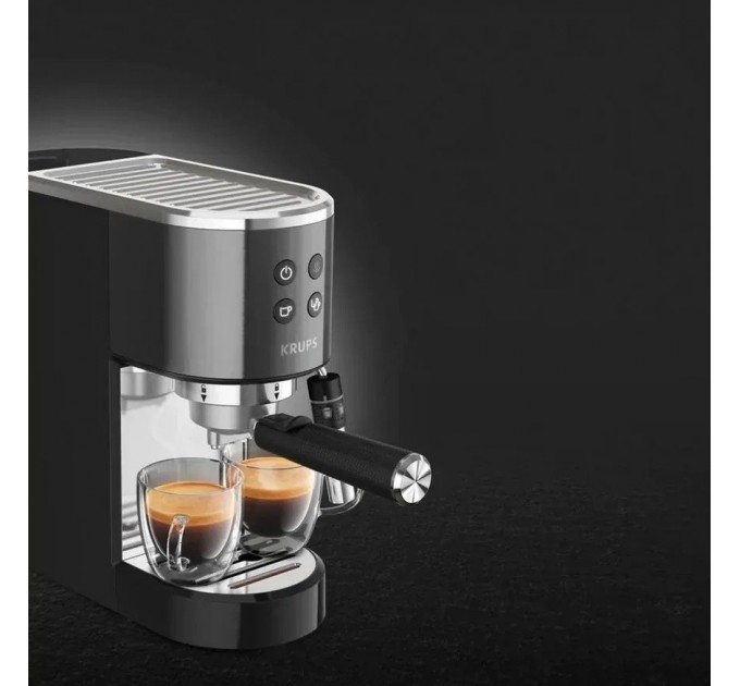 Кавоварка Krups ріжкова Virtuoso + 1л, мелена, ручний капучинатор, 15 бар, чорний
