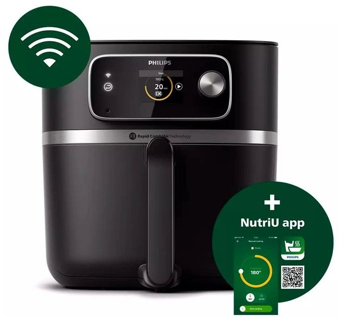 Мультипечь Philips Combi XXL Connected, 2200Вт, чаша-8.3л, сенсорное управл., пластик, черный