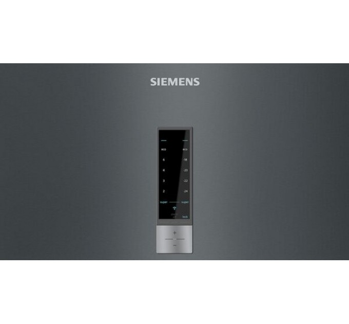 Холодильник Siemens с нижн. мороз., 203x60x67, xолод.отд.-279л, мороз.отд.-87л, 2дв., А++, NF, инв., дисплей, графит