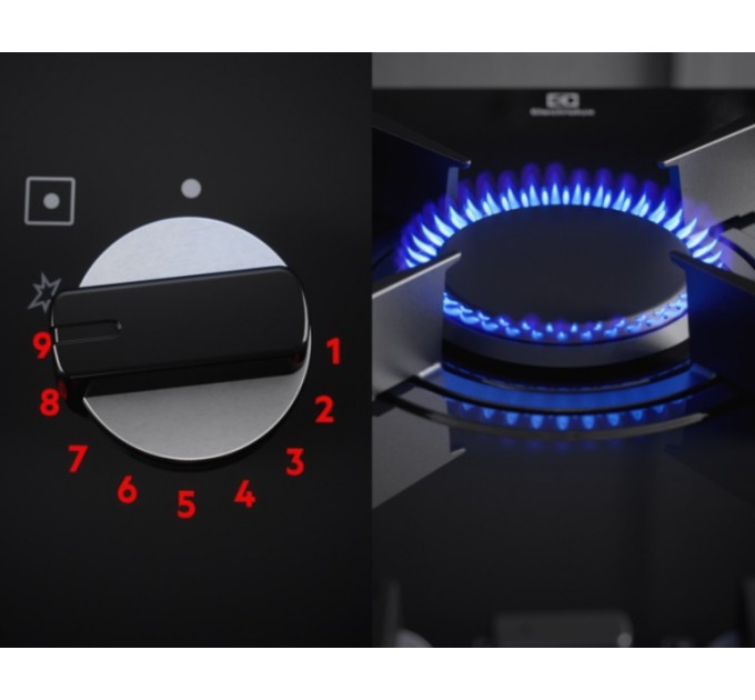 Варочная поверхность Electrolux газ на стекле, 60см, чугун, электр. управл., Hob2Hood, черный