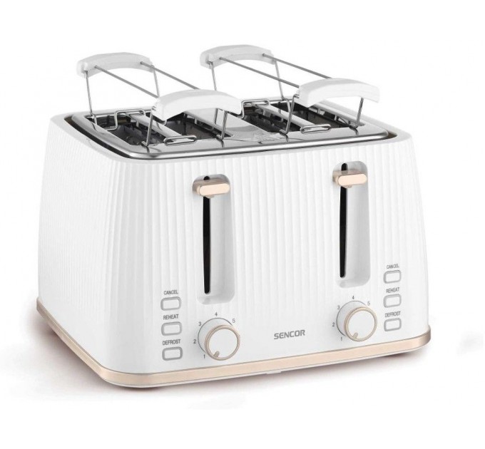 Тостер Sencor 1860Вт, подогрев, разморозка, 4 слота, пластик, белый