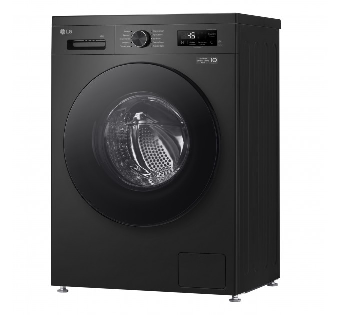 Стиральная машина LG фронтальная, 7кг, 1200, A+++, 44см, дисплей, пар, инвертор, черный