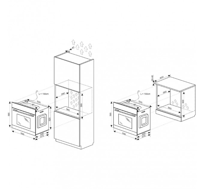 Духова шафа Hansa електрична, 65л, A, конвекція, чорний