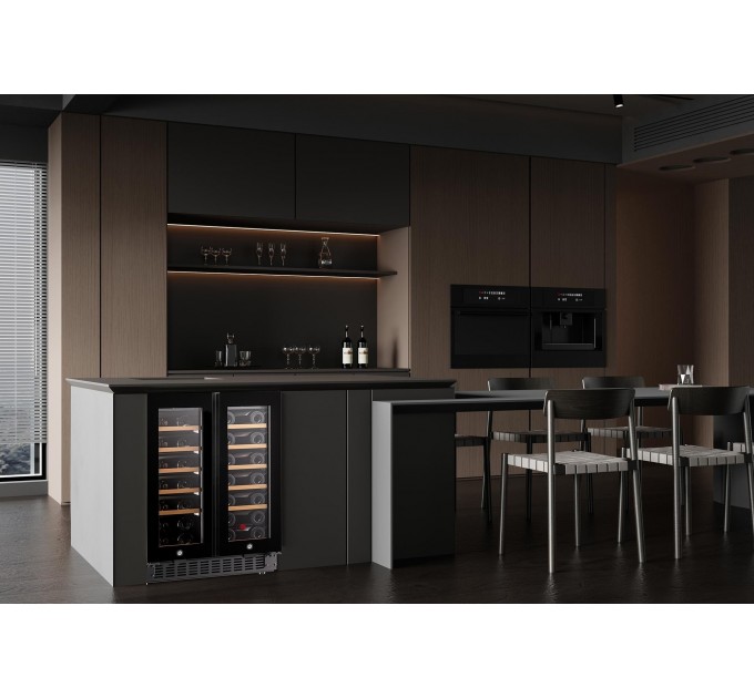 Холодильник Philco для вина, 87x60x57, холод.отд.-116л, зон - 2, бут-40, диспл, подсветка, черный