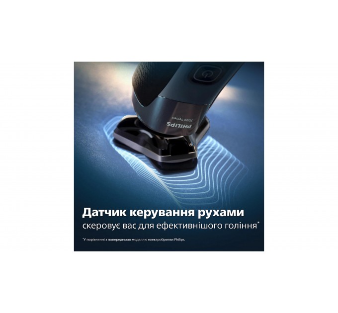 Бритва електр. Philips Series 7000 роторная, бритв.головок-3, Li-Ion, сух.+влажн., триммер, индикат. заряда, триммер, чехол, синий