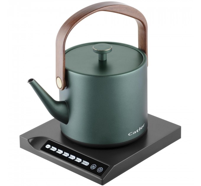 Электрочайник Catler 0.6л, Strix, заварник, нерж. сталь, поддержка температуры, сенс. управл., темно-зеленый