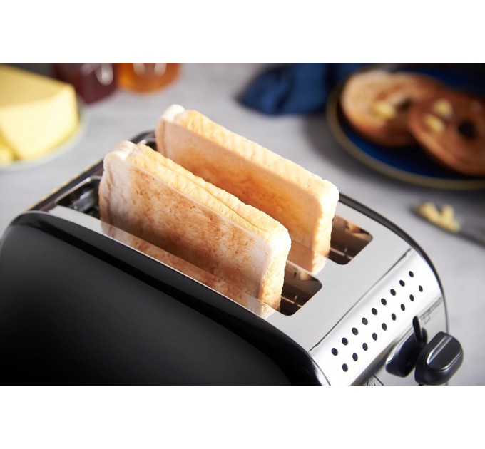 Тостер Russell Hobbs Colours Plus 1600Вт, подогрев, разморозка, металл, черный