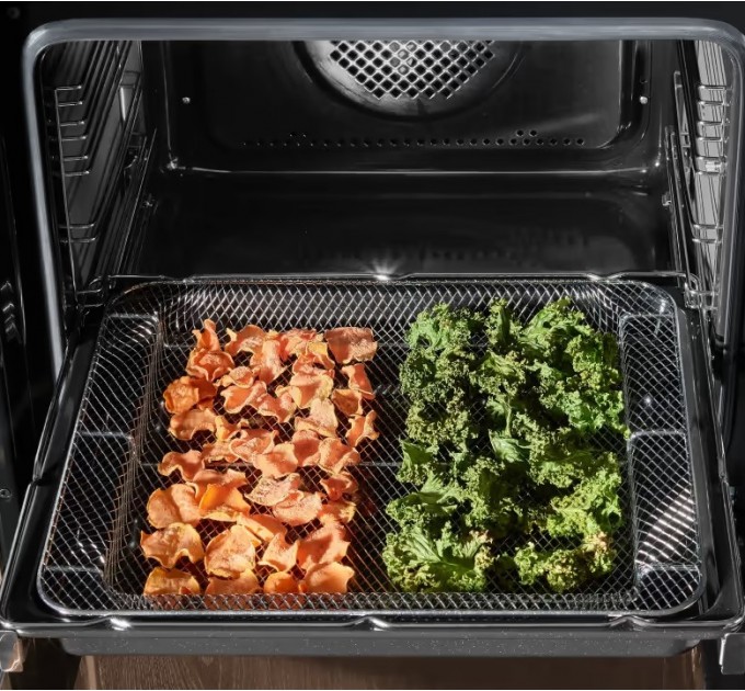 Плита Hansa комби, 77л, 60x60см, дисплей, конвекция, чугун, белый