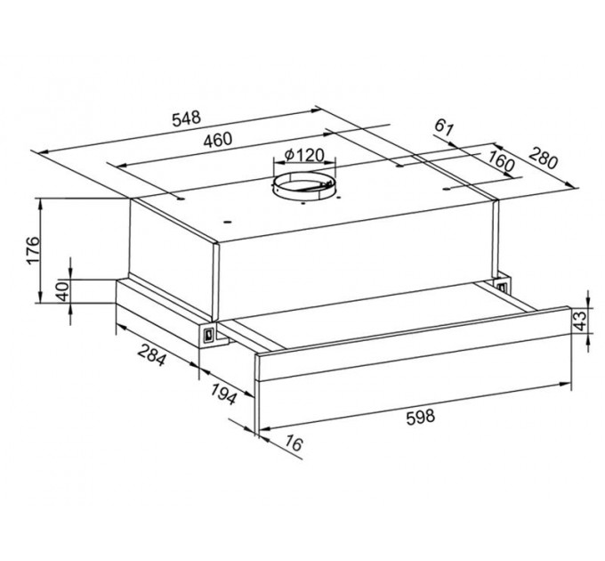 Вытяжка Hansa телескопическая, 60см, 242м.куб/ч, нержавеющая сталь