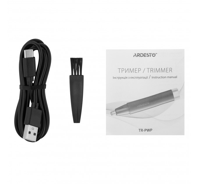 Триммер ARDESTO TR-PWP, для носа и ушей, сталь, USB-C > USB-A, черный