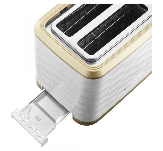 Тостер Sencor 930Вт, подогрев, разморозка, подсветка пластик, бело-золотой