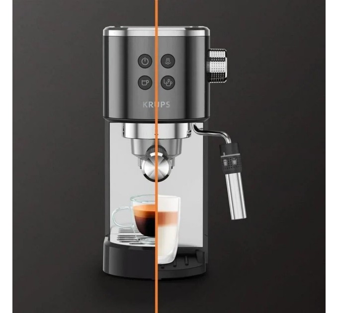 Кавоварка Krups ріжкова Virtuoso + 1л, мелена, ручний капучинатор, 15 бар, чорний