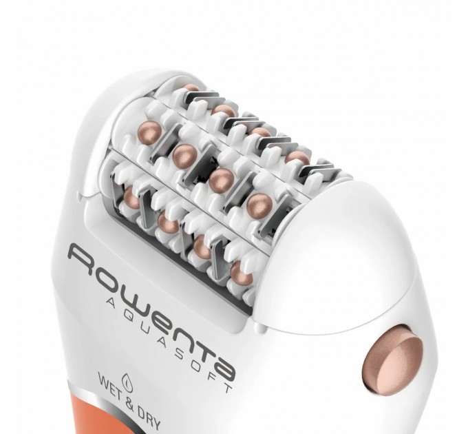 Епілятор Rowenta Aquasoft Wet&Dry пінцетний, акумуляторний , пінцет.-24, волог.+сух., насадок-3, кораловий