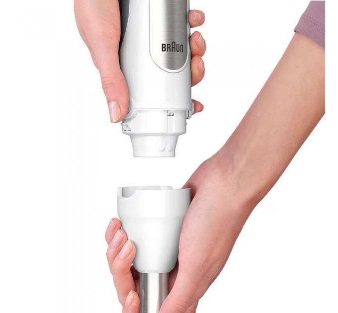 Блендер Braun заглибний, 1000Вт, чаша-600мл, вінчик,спінювач молока, біло-сірий