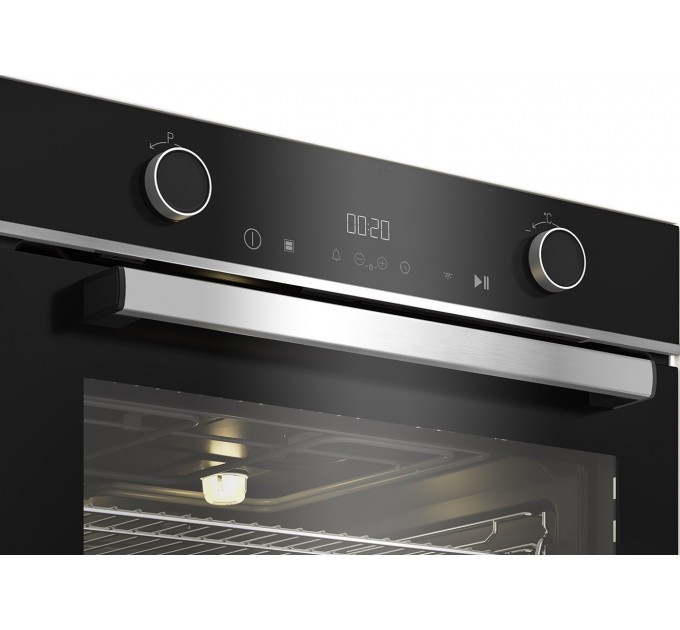 Духовой шкаф Beko электрический, 72л, A+, дисплей, конвекция, пар, 2 блюда, телескопические направляющие, нержавеющая сталь