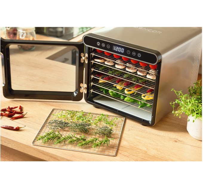 Сушка для продуктов Sencor 600Вт, поддонов - 7x2.8см, диаметр - 30см, электр. управление, металл, черный