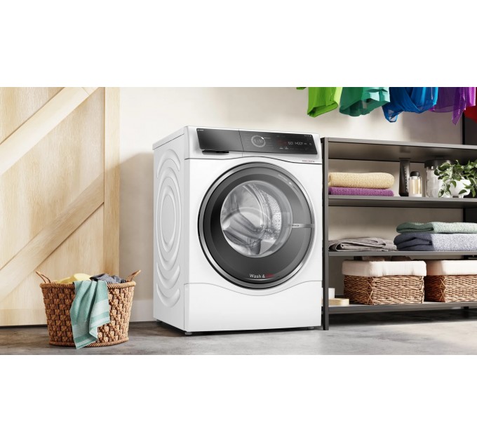 Стирально-сушильная машина Bosch фронтальная, 10.5(6)кг, 1400, A, 60см, дисплей, i-Dos, инвертор, пар, белый