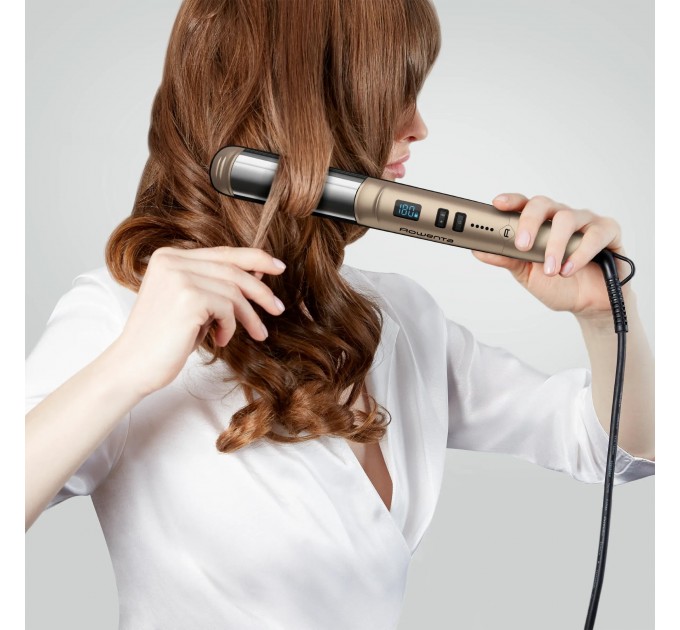 Випрямляч Rowenta Glam & Shine 2в1, темп.режимів-8, 140-210С, дисплей, кераміка, золотий