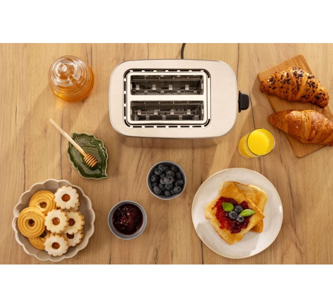 Тостер Gorenje 800Вт, підігрів, розморожування, пластик, сріблястий