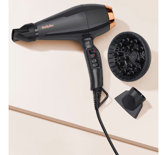 Фен Babyliss Air Pro, 2200Вт, 2 режими, дифузор, іоніз-я, хол. обдув, чорний