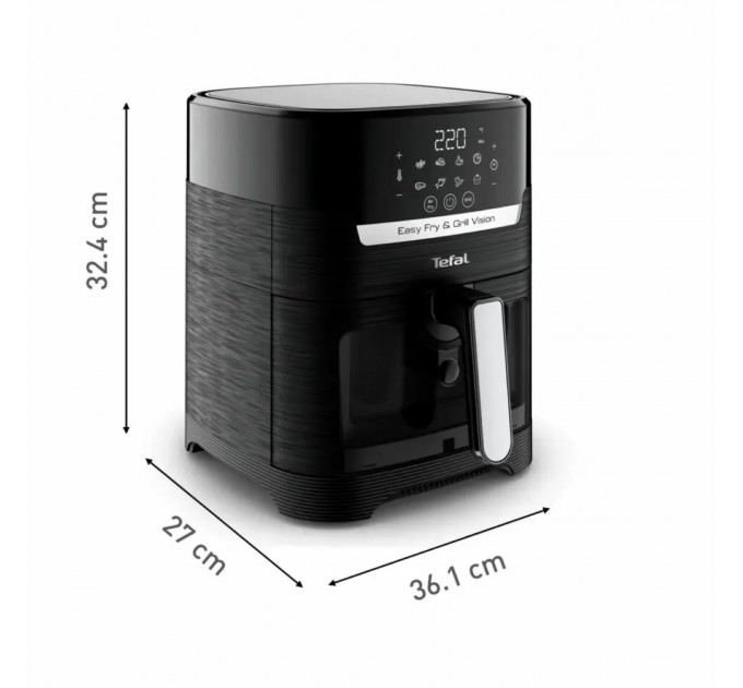 Мультипіч Tefal Easy Fry&Grill Vision Window, 1550Вт, чаша-4.2л, сенсорне керув., 10 програм, з віконцем, пластик, чорний