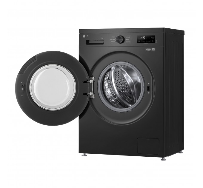 Стиральная машина LG фронтальная, 7кг, 1200, A+++, 44см, дисплей, пар, инвертор, черный
