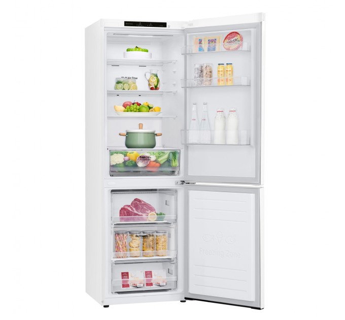 Холодильник LG з нижн. мороз., 186x60х68, холод.відд.-234л, мороз.відд.-107л, 2дв., E, NF, інв., диспл внутр., зона св-ті, білий
