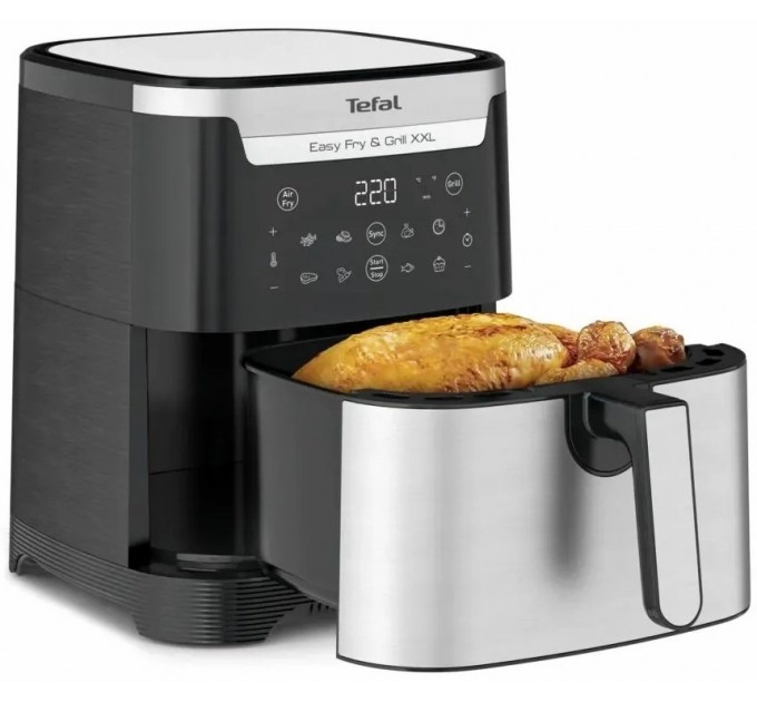 Мультипіч Tefal EasyFry&Grill XXL, 1830Вт, чаша-6.5л, сенсорне керув., 8 програм, пластик, чорно-сірий
