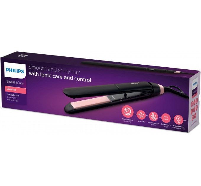 Випрямляч Philips Series 3000, 1000Вт, темп.режимів-3, 160-230С, іонізація, кераміка, чорний