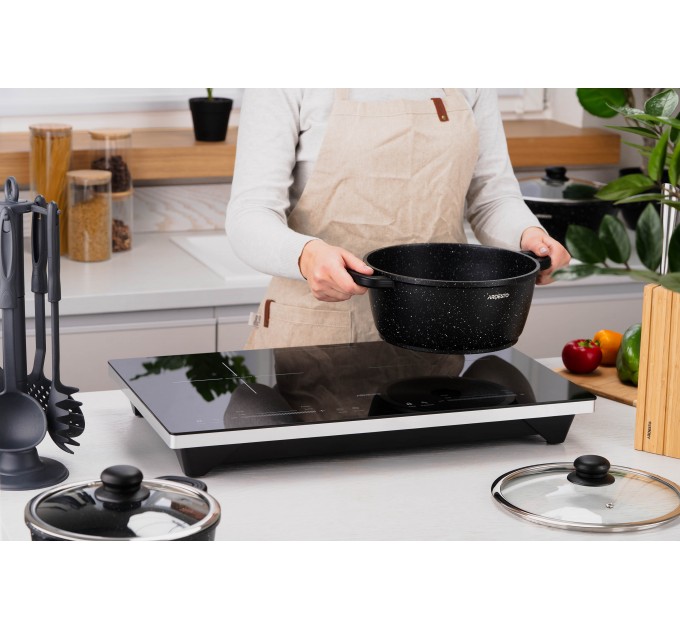 Плитка настольная ARDESTO индукционная, конф. - 2 на 1.3кВт и 1.8кВт горизонт., управл. - сенсорное, таймер, boost, черный