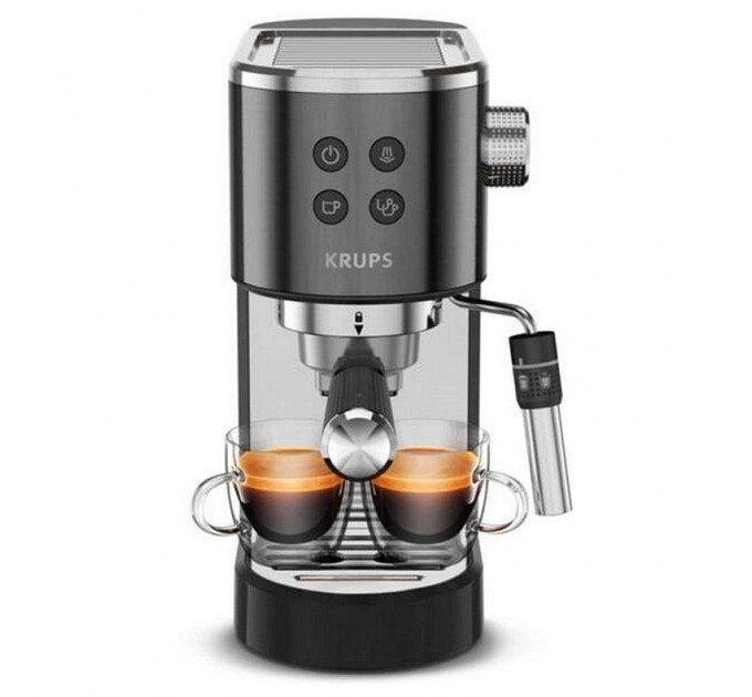 Кавоварка Krups ріжкова Virtuoso + 1л, мелена, ручний капучинатор, 15 бар, чорний