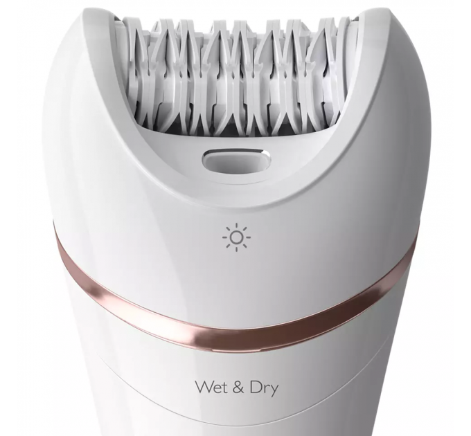 Эпилятор Philips 8000 series дисковый, аккумуляторный, пинцет.-32, влаж.+сух., с подсветкой, насадок-8, белый