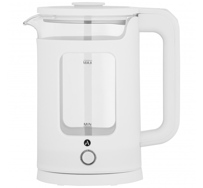 Электрочайник ARDESTO 1.5л, стекло+пластик, белый