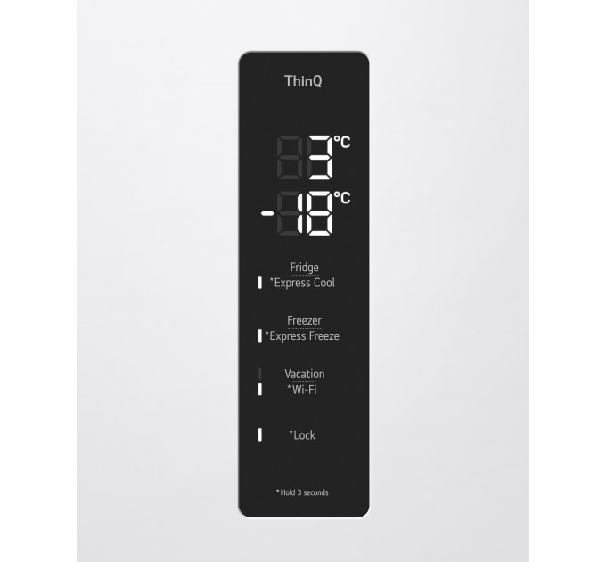 Холодильник LG с нижн. мороз., 203x60х68, холод.отд.-277л, мороз.отд.-107л, 2дв., А++, NF, инв., диспл внешн., Fresh Сonverter, белый