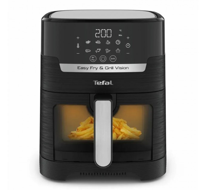 Мультипіч Tefal Easy Fry&Grill Vision Window, 1550Вт, чаша-4.2л, сенсорне керув., 10 програм, з віконцем, пластик, чорний