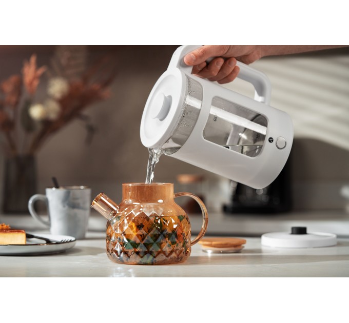 Электрочайник ARDESTO 1.5л, стекло+пластик, белый