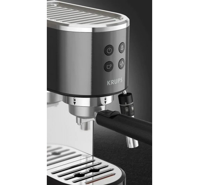Кавоварка Krups ріжкова Virtuoso + 1л, мелена, ручний капучинатор, 15 бар, чорний