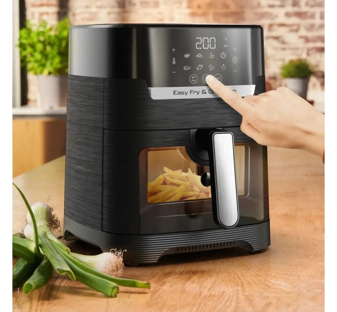 Мультипіч Tefal Easy Fry&Grill Vision Window, 1550Вт, чаша-4.2л, сенсорне керув., 10 програм, з віконцем, пластик, чорний