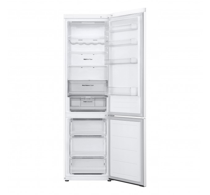 Холодильник LG с нижн. мороз., 203x60х68, холод.отд.-277л, мороз.отд.-107л, 2дв., А++, NF, инв., диспл внешн., Fresh Сonverter, белый