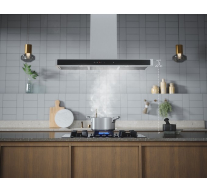 Варочная поверхность Electrolux газ на стекле, 60см, чугун, электр. управл., Hob2Hood, черный