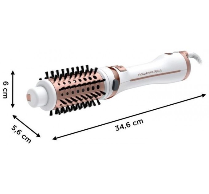 Фен-щетка Rowenta Brush Activ' Ultimate Care, 700Вт, режимов-3, иониз-я, хол. обдув, вращ. насадок, керамика, бело-золотой