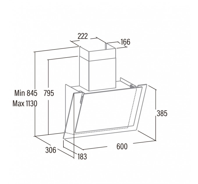 Вытяжка Cata наклонная, 60см, 900м.куб/ч, Valto 600 xgwh, белый