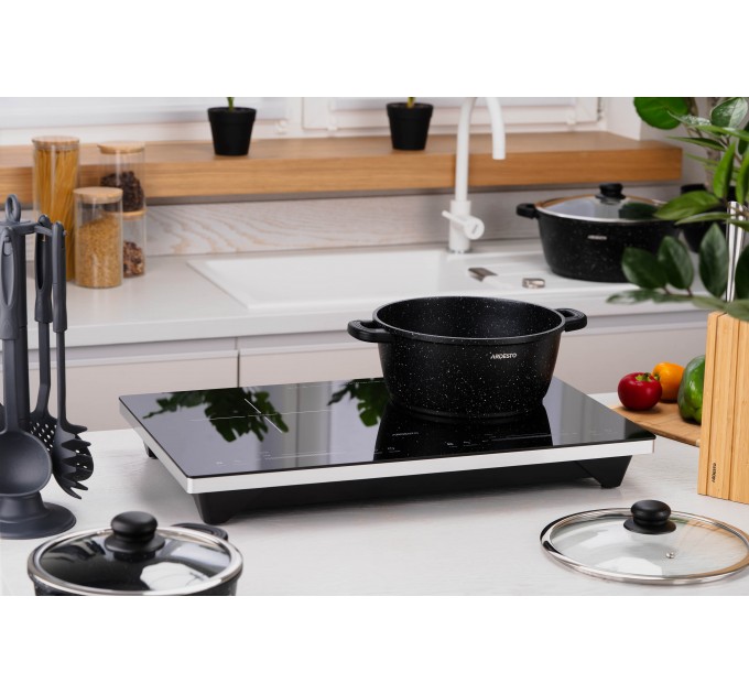 Плитка настольная ARDESTO индукционная, конф. - 2 на 1.3кВт и 1.8кВт горизонт., управл. - сенсорное, таймер, boost, черный