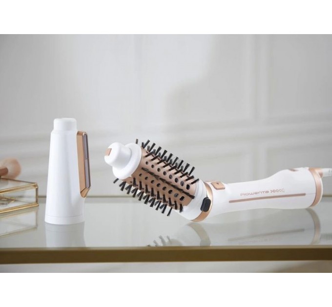Фен-щетка Rowenta Brush Activ' Ultimate Care, 700Вт, режимов-3, иониз-я, хол. обдув, вращ. насадок, керамика, бело-золотой